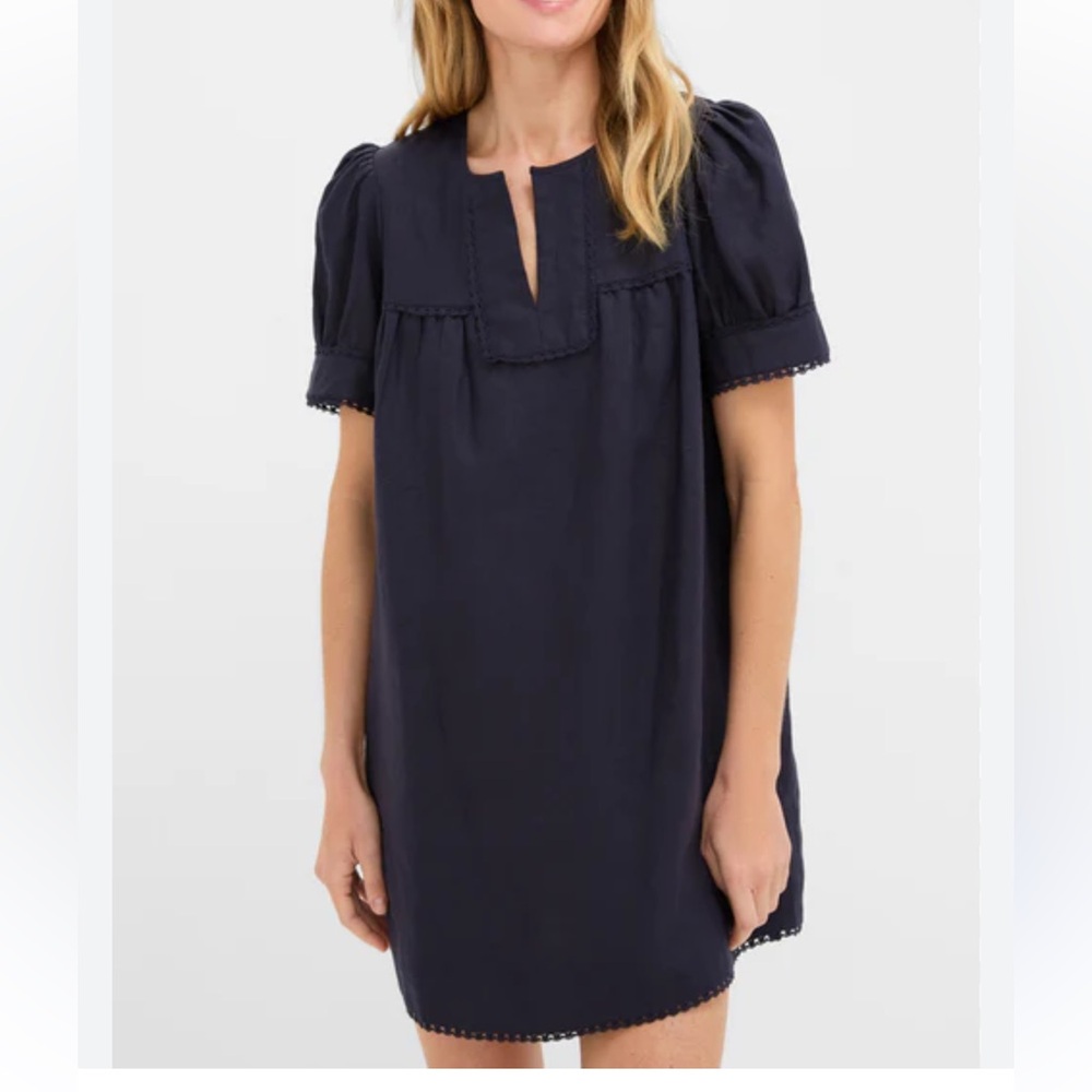 Tuckernuck Flirty Bridget Linen Navy Dress